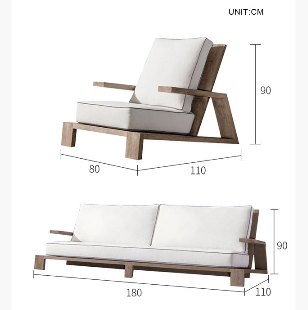 Chandler Oak Lounge Chair And Ottoman, Outdoor Chair-DodiTec WC1