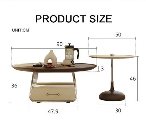 Meral Stylish Coffee Table Set, Stainless Steel-DodiTec WC1