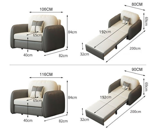 Caio Single Sofa Bed, Leathaire-DodiTec WC1