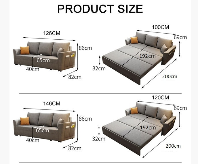 Gertrude Sofa Bed, Linen-DodiTec WC1