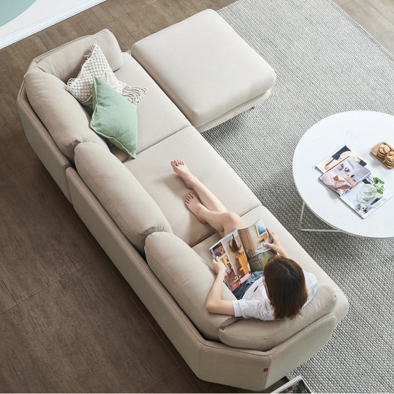 U182 Two Seater, Three Seater, Four Seater Corner Sofa, Off-White Cotton Linen