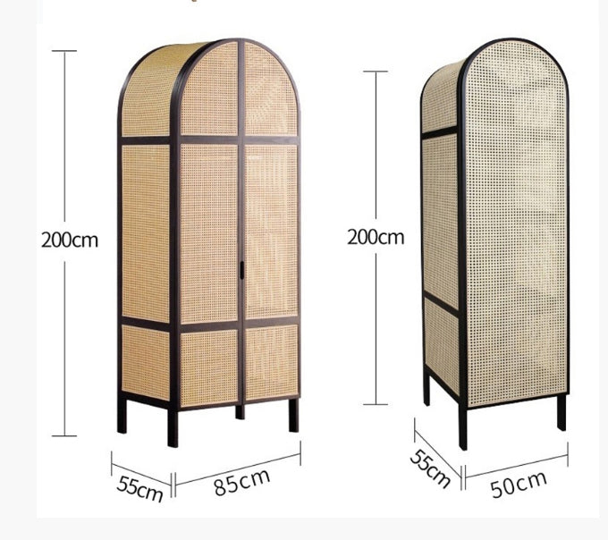 Cane Rattan Wardrobe, Oak-DodiTec WC1