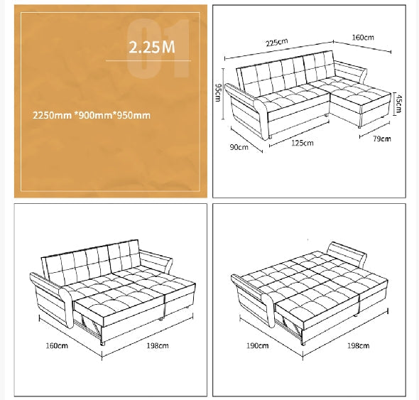 SB162 Three Seater Sofa Bed-DodiTec WC1