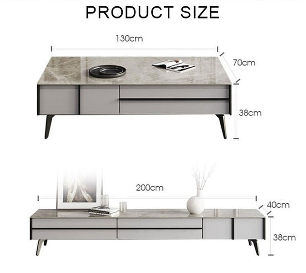 Ohyama Living Room Table Set, Coffee Table, TV Stand-DodiTec WC1