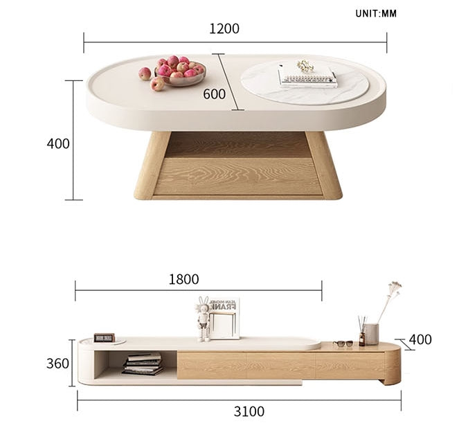 Quentina Coffee Table Set, With TV Stand-DodiTec WC1