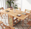 Nydia Foldable Dining Table Set, With Storage and Rattan Design, Wood-DodiTec WC1