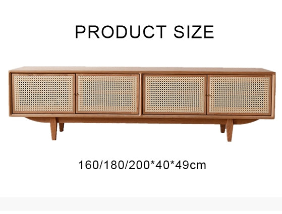 Pavia TV Stand, Rattan & Oak, Clearance-DodiTec WC1