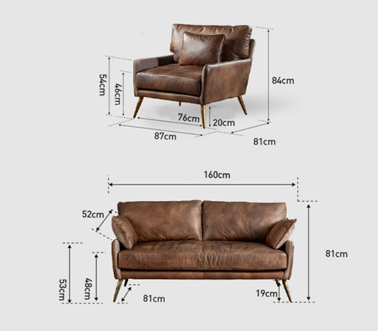 Luna Three Seaters Sofa, Real Leather-DodiTec WC1