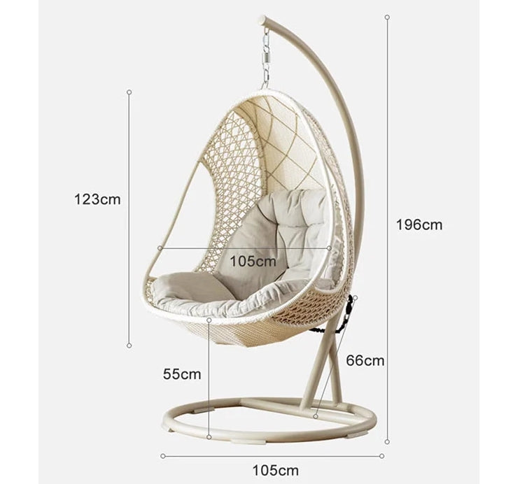 Pearl Rattan Garden Hanging Egg Chair with Stand, Garden Furniture Outdoor/Indoor-DodiTec WC1