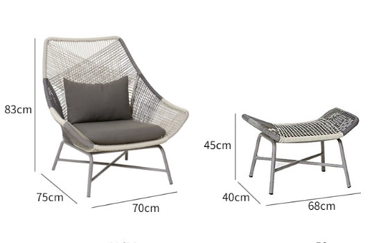 Carmean Rattan Chair and Footstool, Outdoor Furniture-DodiTec WC1