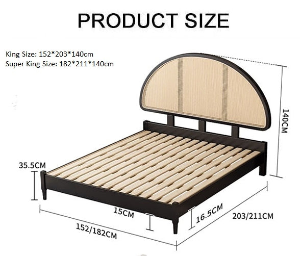 Heather King Size / Super King Size Bed, Rattan-DodiTec WC1