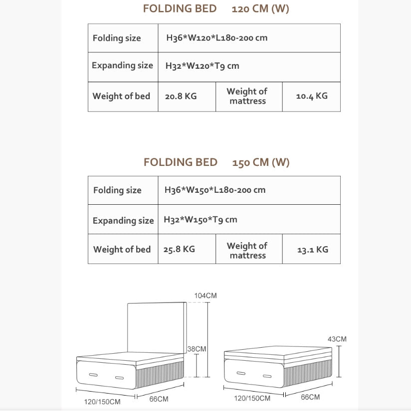 Accordion Folding Double Bed