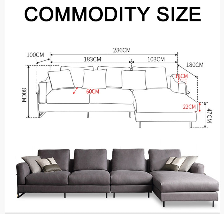 H92 Grey Four Seater Corner Sofa, Real Leather, Multiple Color-DodiTec WC1