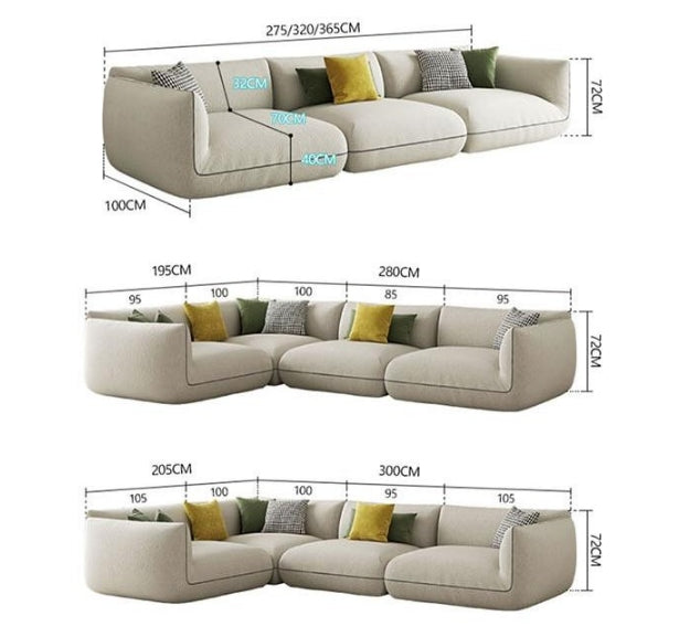 TOFU Agnes Three Seater Corner Sofa, Suede, Modular Sofa-DodiTec WC1