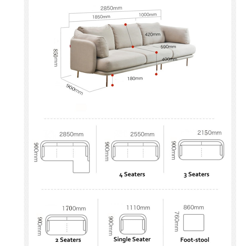 U182 Three Seater Corner Sofa, Off-White Cotton Linen-DodiTec WC1