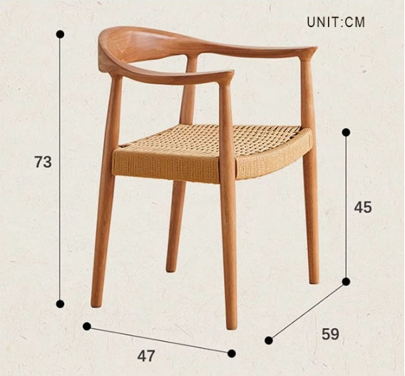 Abiram Rattan Dining Chair, Solid Wood-DodiTec WC1