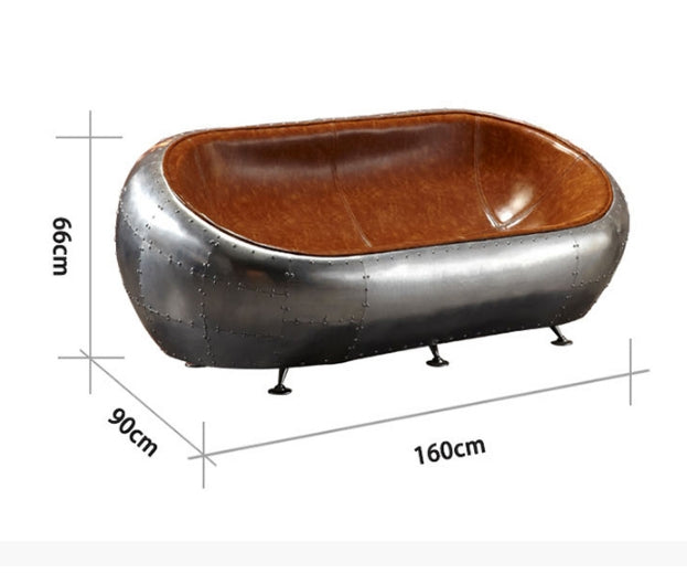 Aviator Airplane Tub Sofa, Aluminum Loveseat-DodiTec WC1