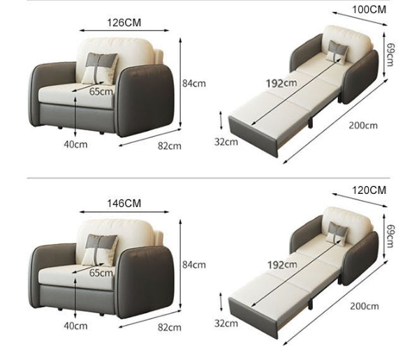 Caio Single Sofa Bed, Leathaire-DodiTec WC1