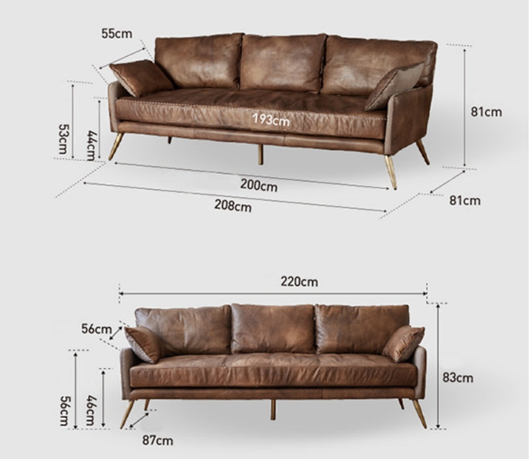 Luna Three Seaters Sofa, Real Leather-DodiTec WC1