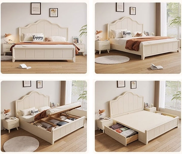 Agnes King Size / Super King Size Bed With Storage, Cream-DodiTec WC1