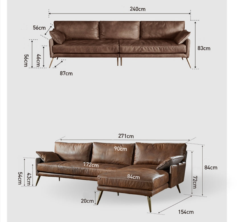 Luna Three Seaters Sofa, Real Leather-DodiTec WC1