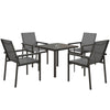 DodiOnline Five-Piece Metal Dining Set, with Glass-Top Table - Grey