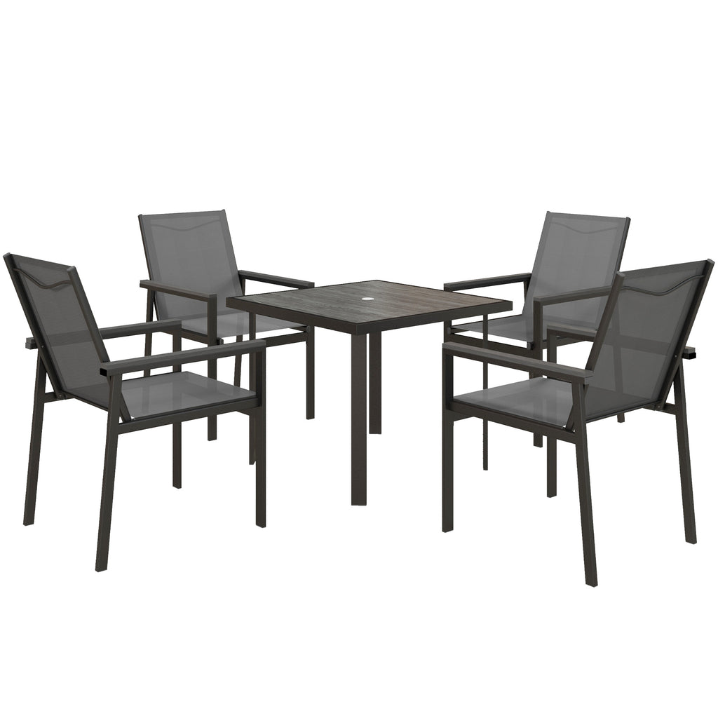 DodiOnline Five-Piece Metal Dining Set, with Glass-Top Table - Grey