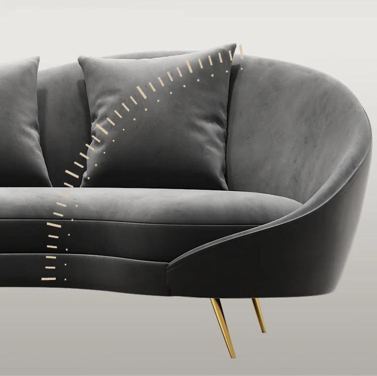 Slender Modern Curved Two Seater, Three Seater, Four Seater Sofa, Armchair, Velvet