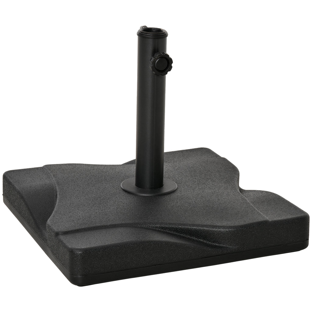 DodiOnline 20kg Square Parasol Base Outdoor Garden Cement Umbrella Weight Stand Holder, Fits ?32mm,?38mm,?48mm Pole - Black