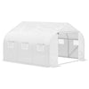 DodiOnline Walk-In Polytunnel Greenhouse Warm House Garden Tunnel Shelter Plant Shed with Door and Windows, Galvanised Steel Frame, 4.5 x 3 x 2m, White