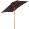 DodiOnline 2m x 1.5m Garden Parasol Umbrella with Tilting Sunshade Canopy, Outdoor Market Table Umbrella with Wood and Bamboo Frame, Coffee