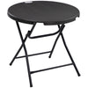 DodiOnline Foldable Round Garden Table for 4, Outdoor Dining Table with HDPE Tabletop and Steel Frame, 80 x 80 x 73 cm, Dark Grey