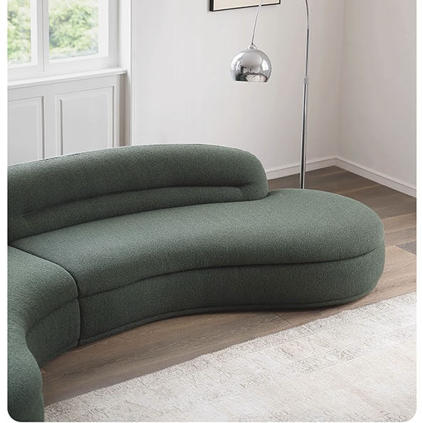 Yannik Four Seater Curved Sofa, Green