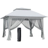 DodiOnline 3.6 x 3.6 m Pop up Gazebo with Netting, Height Adjustable Party Tent Instant Canopy Sun Shade Shelter, Grey