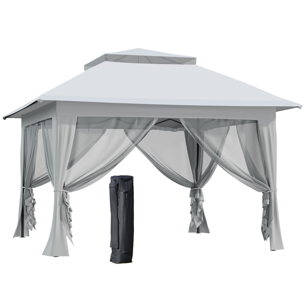 DodiOnline 3.6 x 3.6 m Pop up Gazebo with Netting, Height Adjustable Party Tent Instant Canopy Sun Shade Shelter, Grey