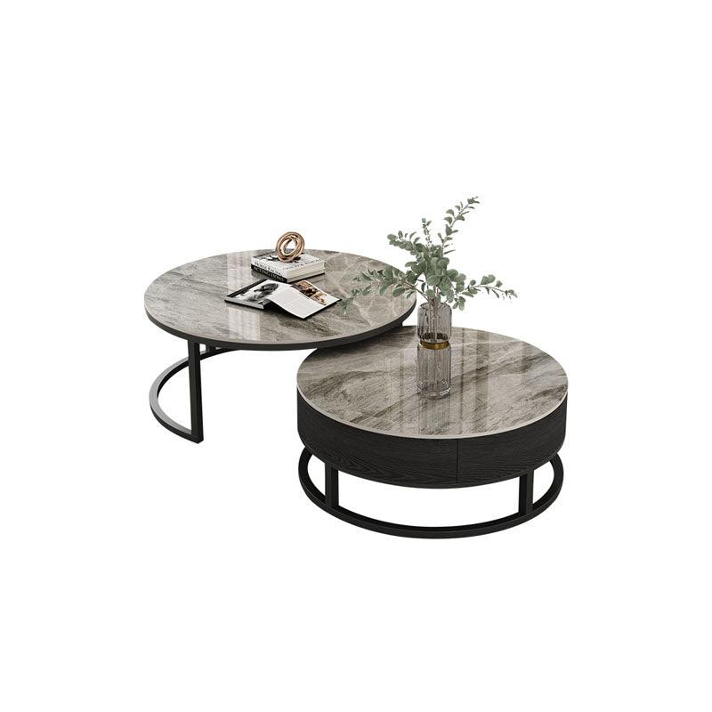 Gibs Nesting Coffee Table With TV Stand Set, Sintered Stone | DodiTec WC1