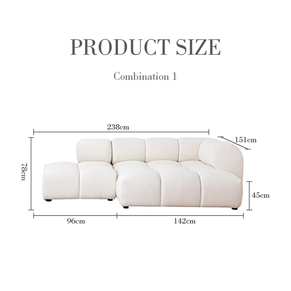 Lysander Velvet Module Three Seater Sofa, White-DodiTec WC1