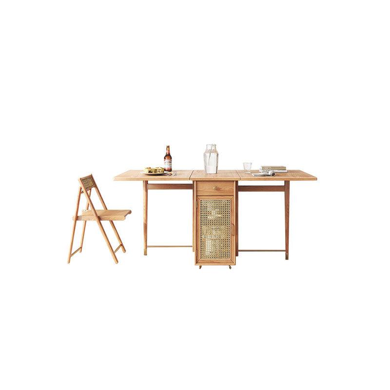 Nydia Foldable Dining Table Set, With Storage and Rattan Design, Wood | DodiTec WC1