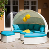 Shelly Patio Outdoor Sectional Sofa Set With Rattan Daybed Sunbed-DodiTec WC1