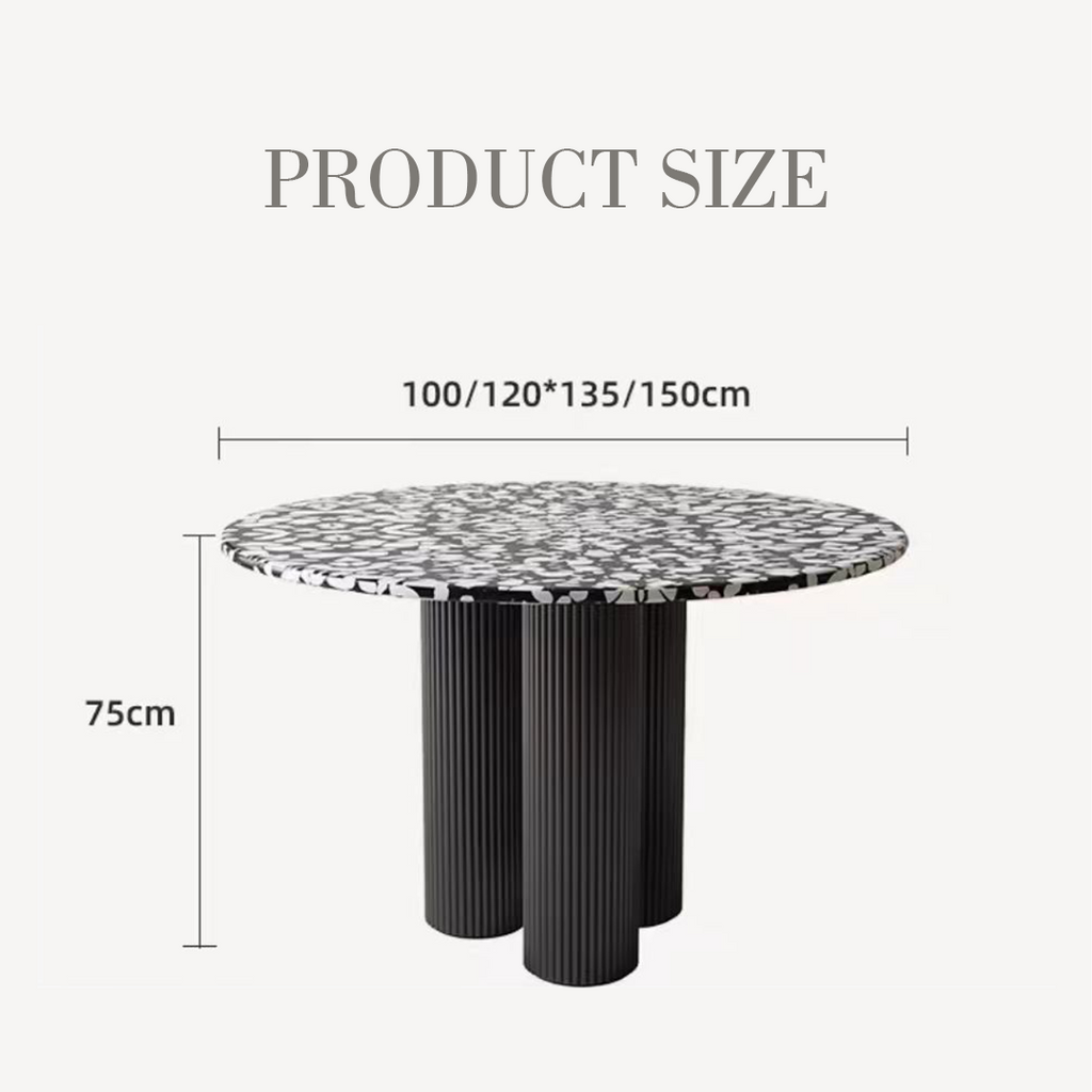 Nelli Modern Round Dining Table, Marble-DodiTec WC1