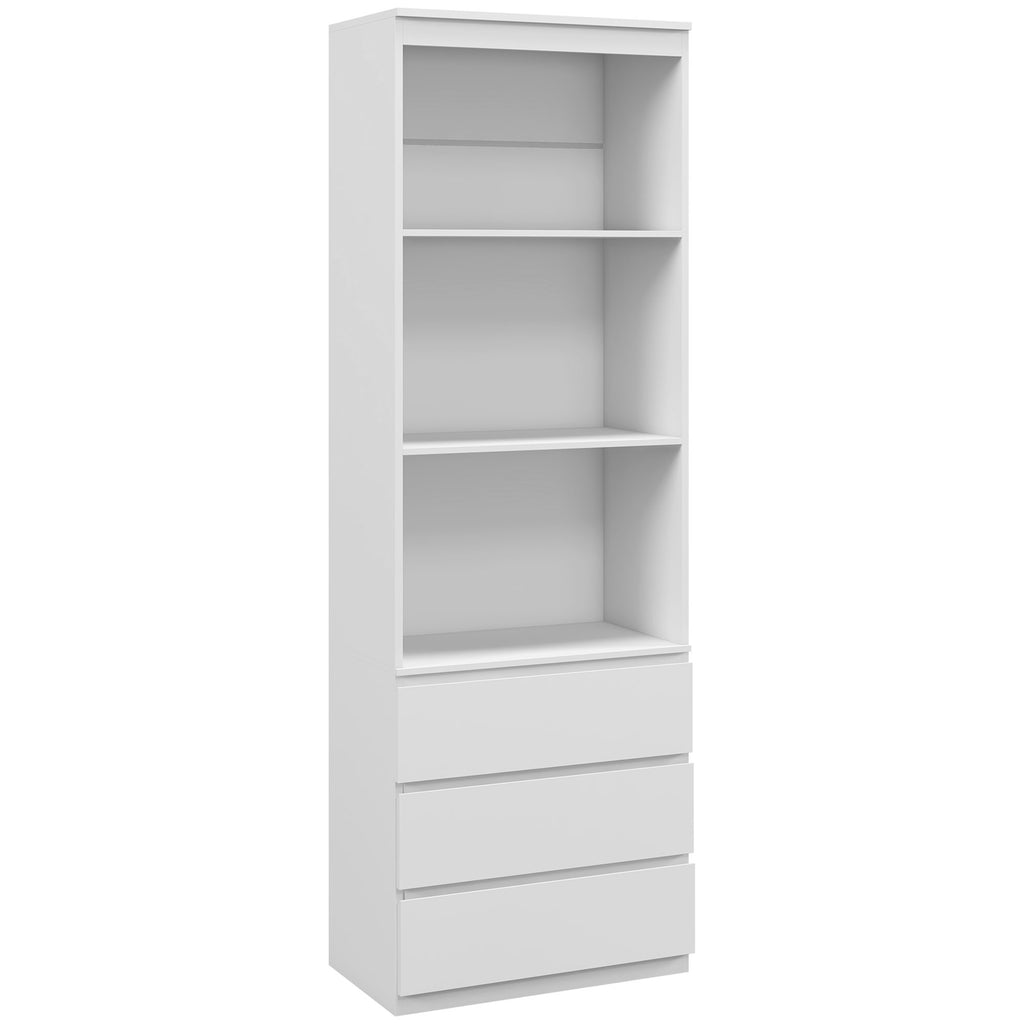 DodiOnline 180cm Tall Bookcase, with Shelves and Drawers - White