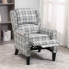 Tartan Reclining Chairs Wing Back, Recliner Armchairs Soft Upholstered w/Adjustable Backrest and Footrest, Retro Checked Leisure Single Sofa For Living Room Bedroom