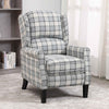 Tartan Reclining Chairs Wing Back, Recliner Armchairs Soft Upholstered w/Adjustable Backrest and Footrest, Retro Checked Leisure Single Sofa For Living Room Bedroom