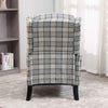 Tartan Reclining Chairs Wing Back, Recliner Armchairs Soft Upholstered w/Adjustable Backrest and Footrest, Retro Checked Leisure Single Sofa For Living Room Bedroom