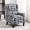 Tartan Reclining Chairs Wing Back, Recliner Armchairs Soft Upholstered w/Adjustable Backrest and Footrest, Retro Checked Leisure Single Sofa For Living Room Bedroom