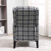 Tartan Reclining Chairs Wing Back, Recliner Armchairs Soft Upholstered w/Adjustable Backrest and Footrest, Retro Checked Leisure Single Sofa For Living Room Bedroom