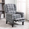 Tartan Reclining Chairs Wing Back, Recliner Armchairs Soft Upholstered w/Adjustable Backrest and Footrest, Retro Checked Leisure Single Sofa For Living Room Bedroom