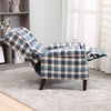 Tartan Reclining Chairs Wing Back, Recliner Armchairs Soft Upholstered w/Adjustable Backrest and Footrest, Retro Checked Leisure Single Sofa For Living Room Bedroom