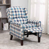 Tartan Reclining Chairs Wing Back, Recliner Armchairs Soft Upholstered w/Adjustable Backrest and Footrest, Retro Checked Leisure Single Sofa For Living Room Bedroom