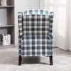 Tartan Reclining Chairs Wing Back, Recliner Armchairs Soft Upholstered w/Adjustable Backrest and Footrest, Retro Checked Leisure Single Sofa For Living Room Bedroom